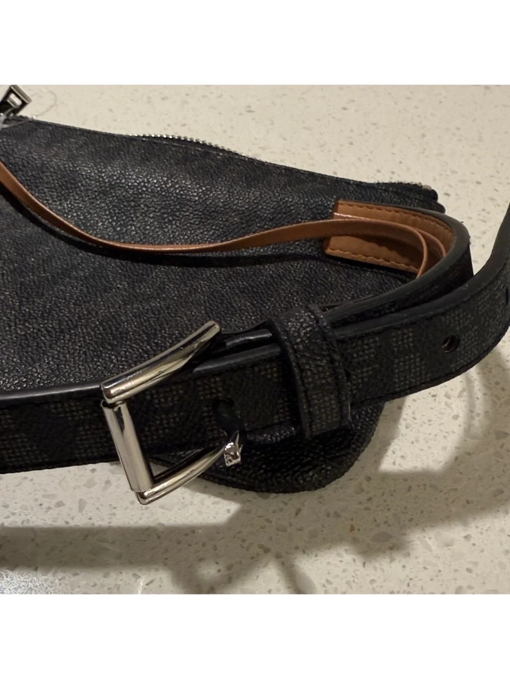 Michael Kors‎ Logo Belt Bag Black Gray Brown Waist Fanny Pack Purse Sz Medium